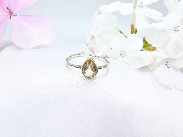 Citrine Tear Ring (925 Silver)