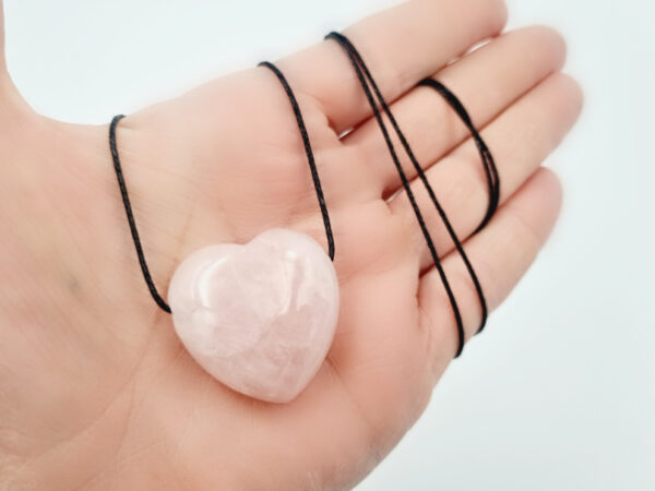 Rose Quartz Heart Necklace Drilled (3cm)