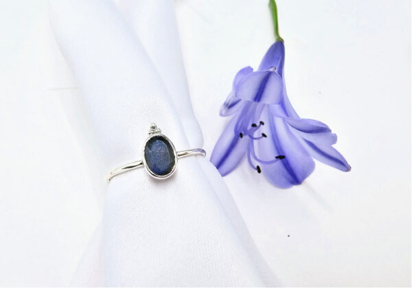 Labradorite Ring Oval Circles (925 Silver)