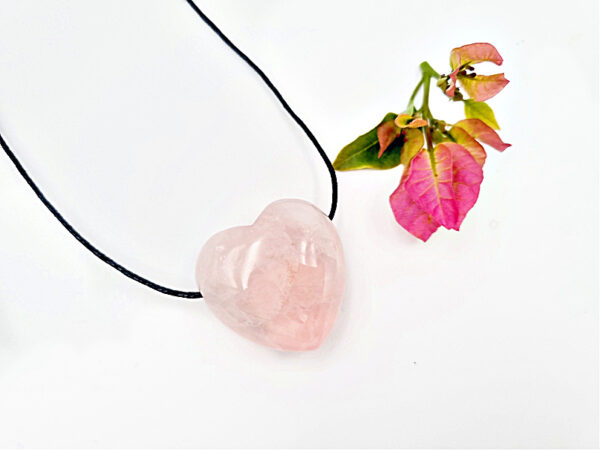 Rose Quartz Heart Necklace Drilled (3cm) - Image 2